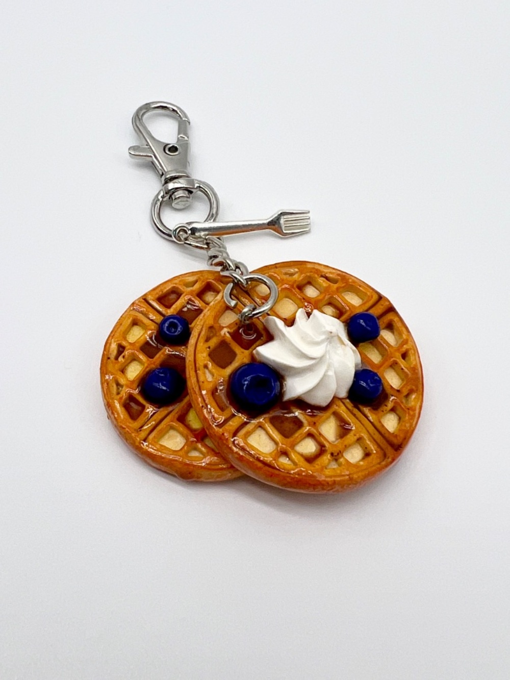Breakfast Food Keychain or Bag Clip – Pancakes, Waffles, French Toast, Eggs Bene - Picture 7 of 16
